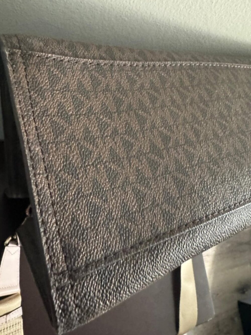 Michael Kors Kenly Large Tote MK Logo Signature PVC Bag Powder Blush Pink Brown - Picture 3 of 10